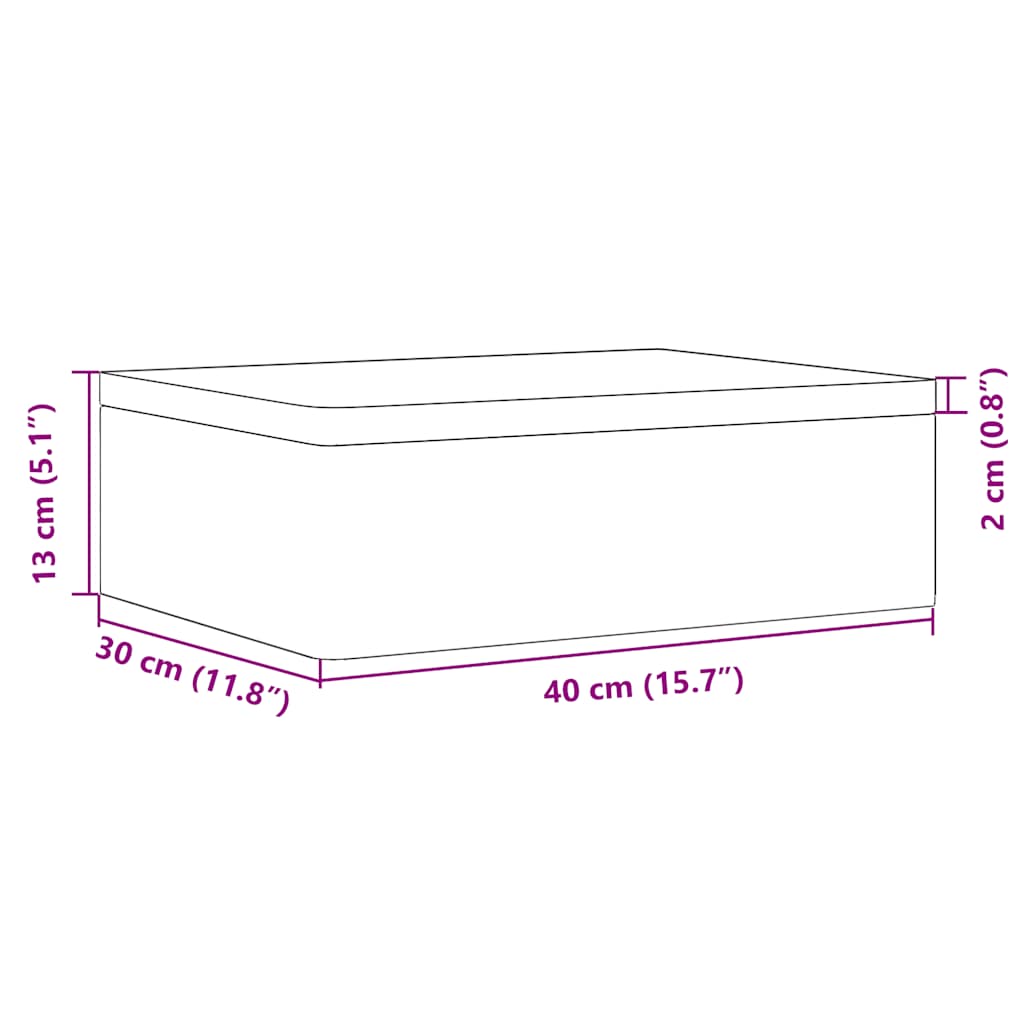 Trekasse Med Lokk Svart 40X30X13 Cm Heltre Furu