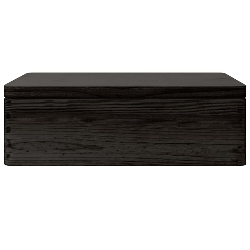 Trekasse Med Lokk Og Håndtak Svart 40X30X13Cm Heltre Furu