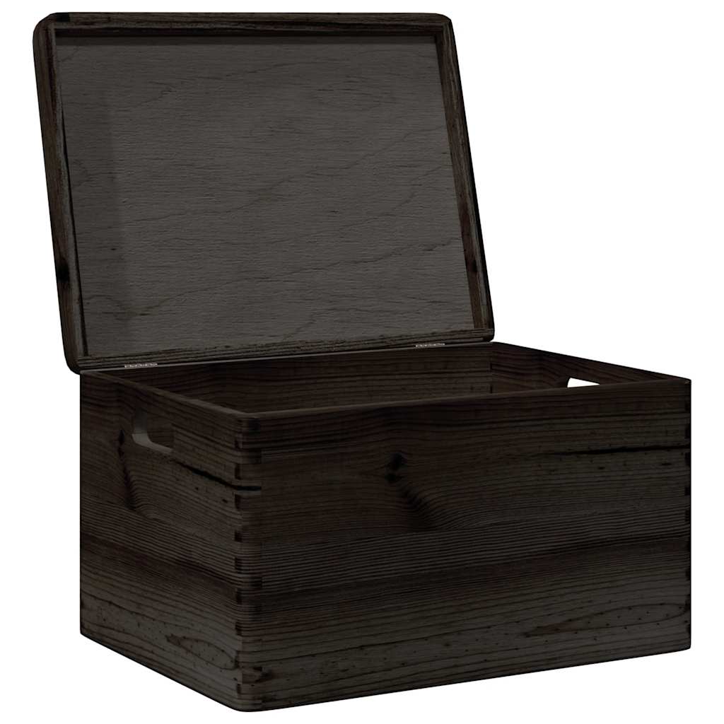 Trekasse Med Lokk Og Håndtak Svart 40X30X23Cm Heltre Furu