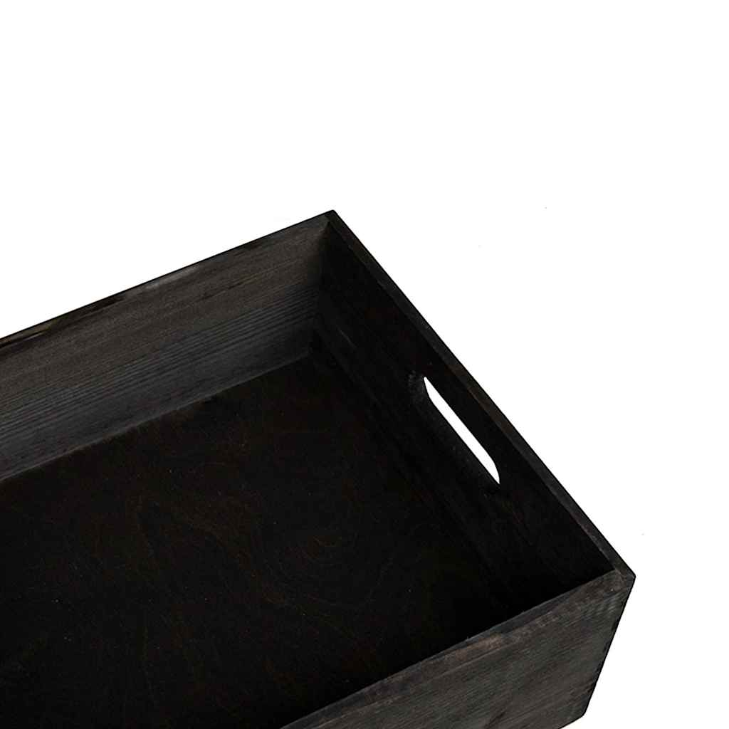 Trekasse Med Håndtak Svart 40X30X13 Cm Heltre Furu