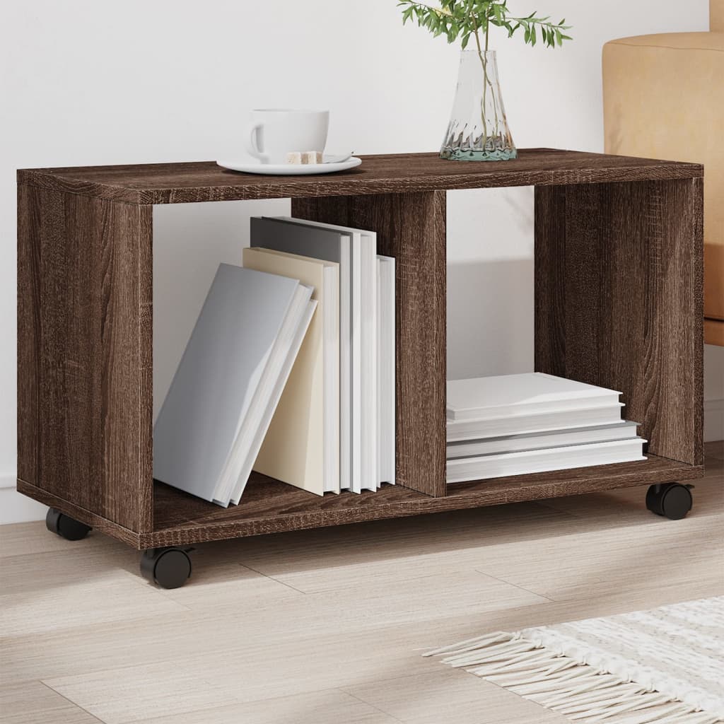 Rulleskap Brun Eik 72X33X42,5 Cm Konstruert Tre