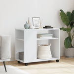 Sidebord Med Hjul Hvit 70X35X60 Cm Konstruert Tre