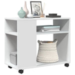 Sidebord Med Hjul Hvit 70X35X60 Cm Konstruert Tre