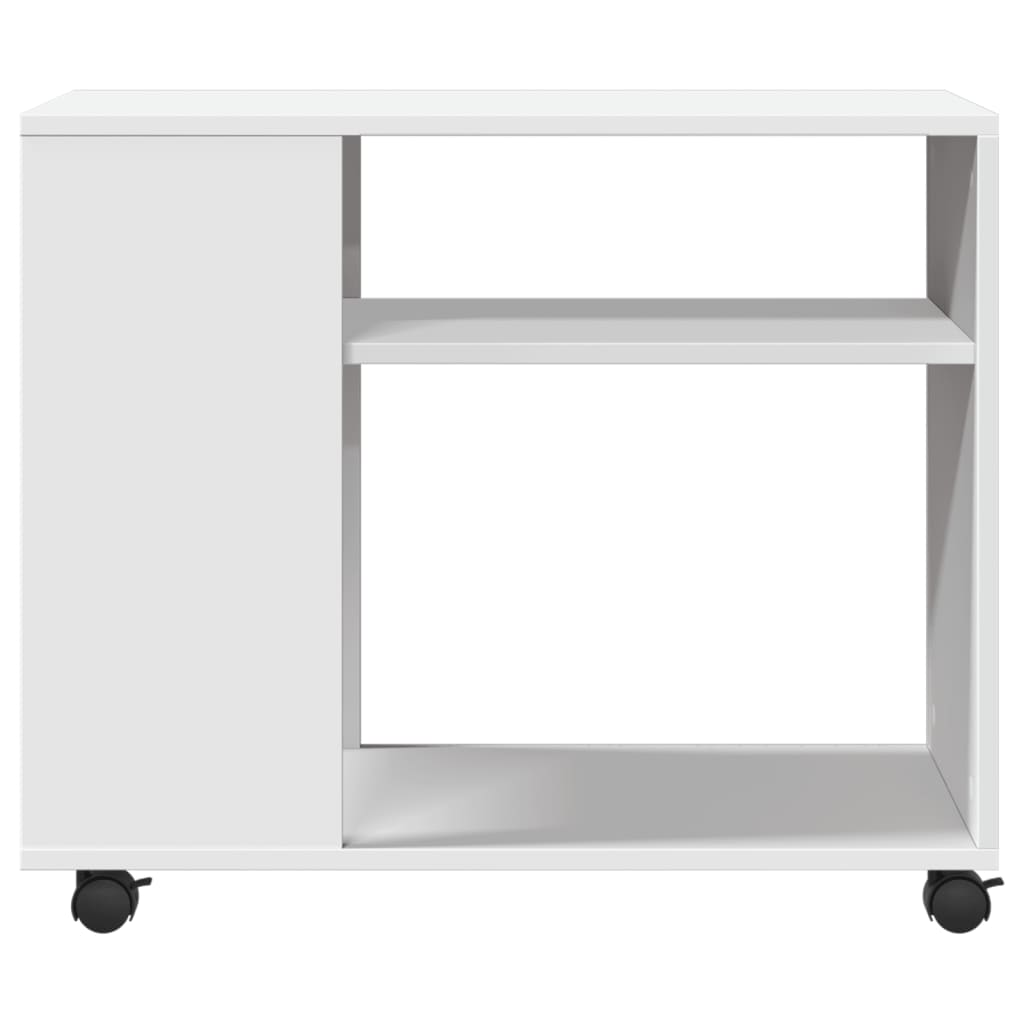 Sidebord Med Hjul Hvit 70X35X60 Cm Konstruert Tre