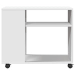 Sidebord Med Hjul Hvit 70X35X60 Cm Konstruert Tre