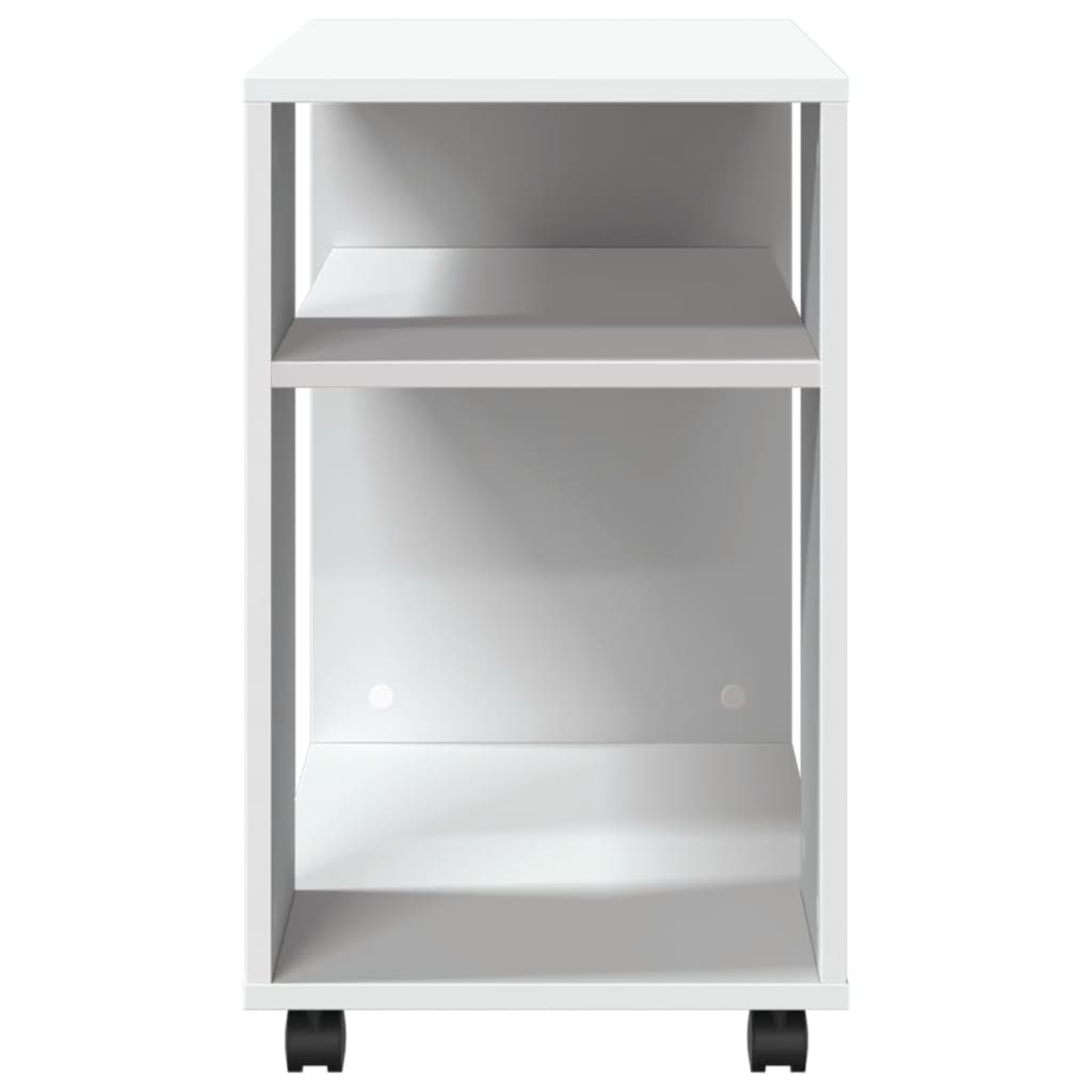 Sidebord Med Hjul Hvit 70X35X60 Cm Konstruert Tre