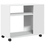 Sidebord Med Hjul Hvit 70X35X60 Cm Konstruert Tre