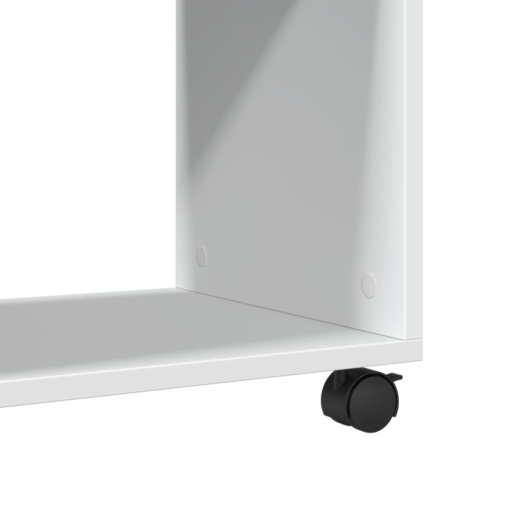 Sidebord Med Hjul Hvit 70X35X60 Cm Konstruert Tre