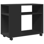 Sidebord Med Hjul Svart 70X35X60 Cm Konstruert Tre