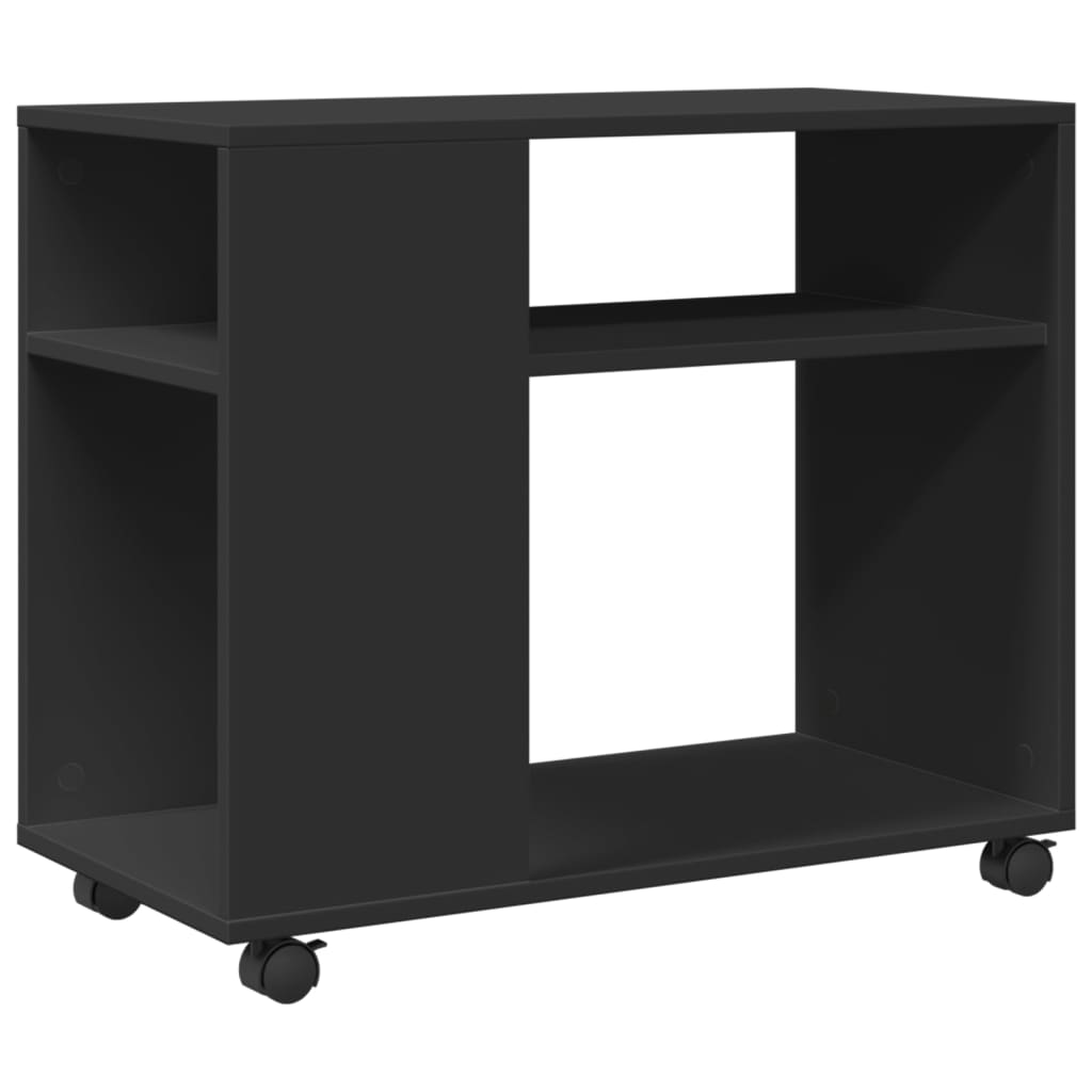 Sidebord Med Hjul Svart 70X35X60 Cm Konstruert Tre