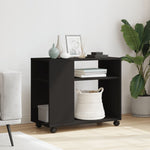 Sidebord Med Hjul Svart 70X35X60 Cm Konstruert Tre