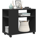 Sidebord Med Hjul Svart 70X35X60 Cm Konstruert Tre