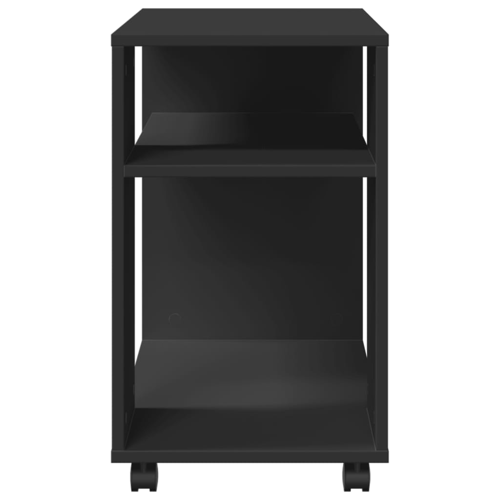 Sidebord Med Hjul Svart 70X35X60 Cm Konstruert Tre