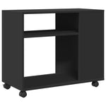 Sidebord Med Hjul Svart 70X35X60 Cm Konstruert Tre