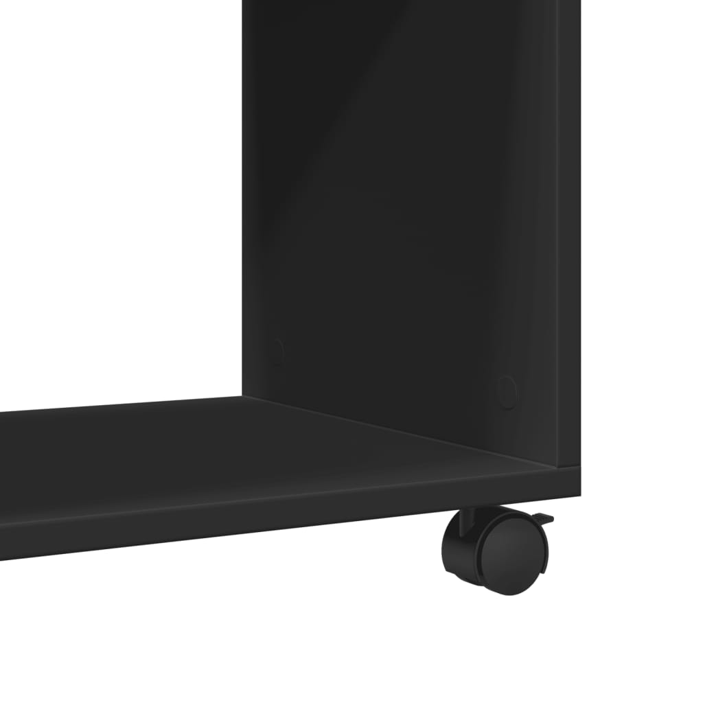 Sidebord Med Hjul Svart 70X35X60 Cm Konstruert Tre