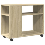 Sidebord Med Hjul Sonoma Eik 70X35X60 Cm Konstruert Tre