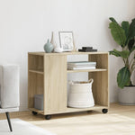 Sidebord Med Hjul Sonoma Eik 70X35X60 Cm Konstruert Tre