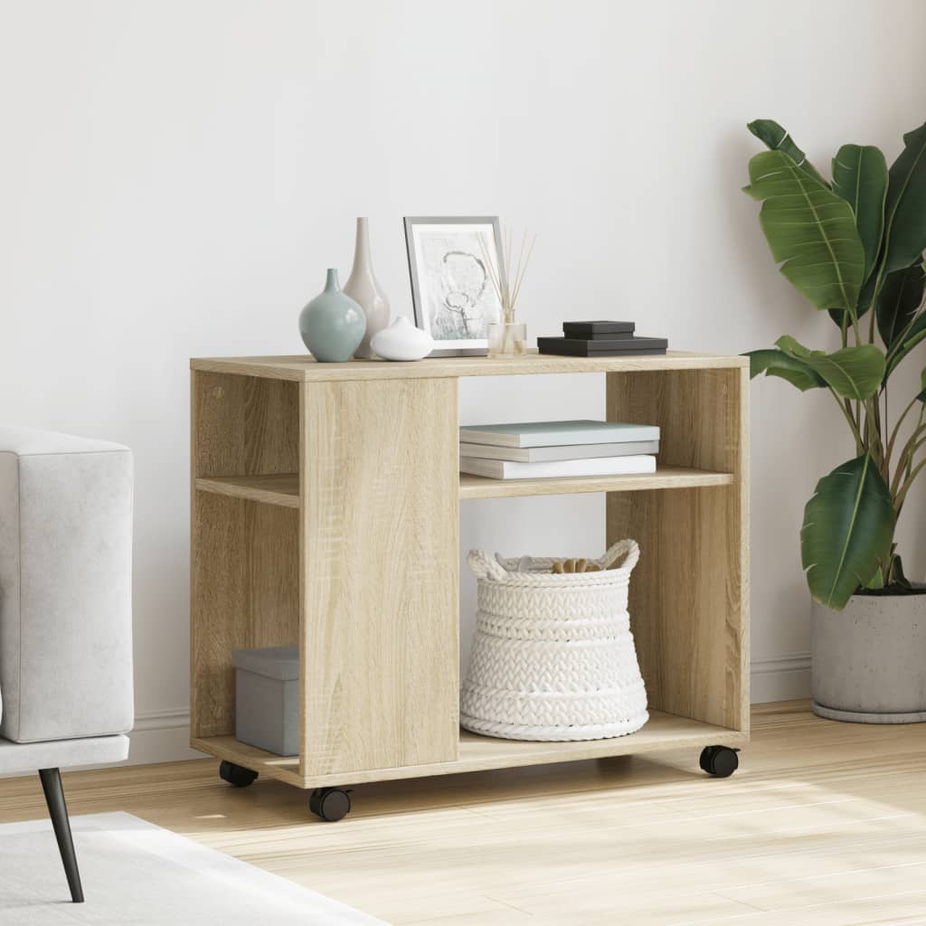 Sidebord Med Hjul Sonoma Eik 70X35X60 Cm Konstruert Tre