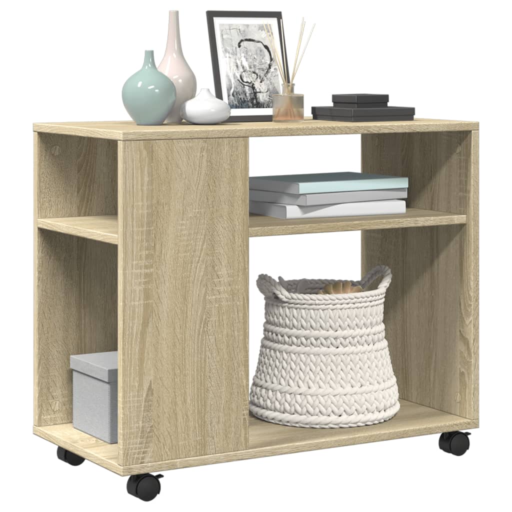 Sidebord Med Hjul Sonoma Eik 70X35X60 Cm Konstruert Tre