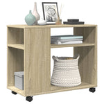 Sidebord Med Hjul Sonoma Eik 70X35X60 Cm Konstruert Tre