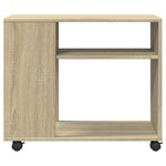 Sidebord Med Hjul Sonoma Eik 70X35X60 Cm Konstruert Tre