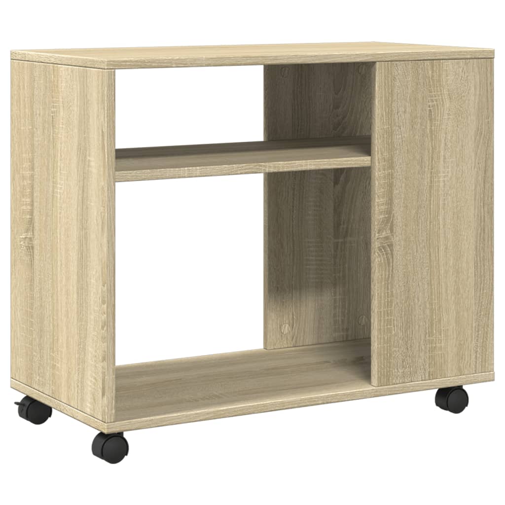 Sidebord Med Hjul Sonoma Eik 70X35X60 Cm Konstruert Tre