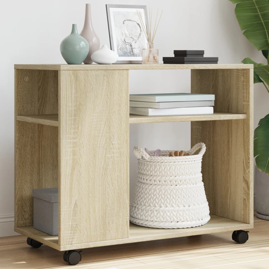 Sidebord Med Hjul Sonoma Eik 70X35X60 Cm Konstruert Tre