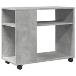 Sidebord Med Hjul Betonggrå 70X35X60 Cm Konstruert Tre