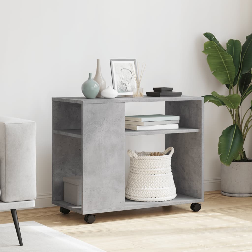 Sidebord Med Hjul Betonggrå 70X35X60 Cm Konstruert Tre