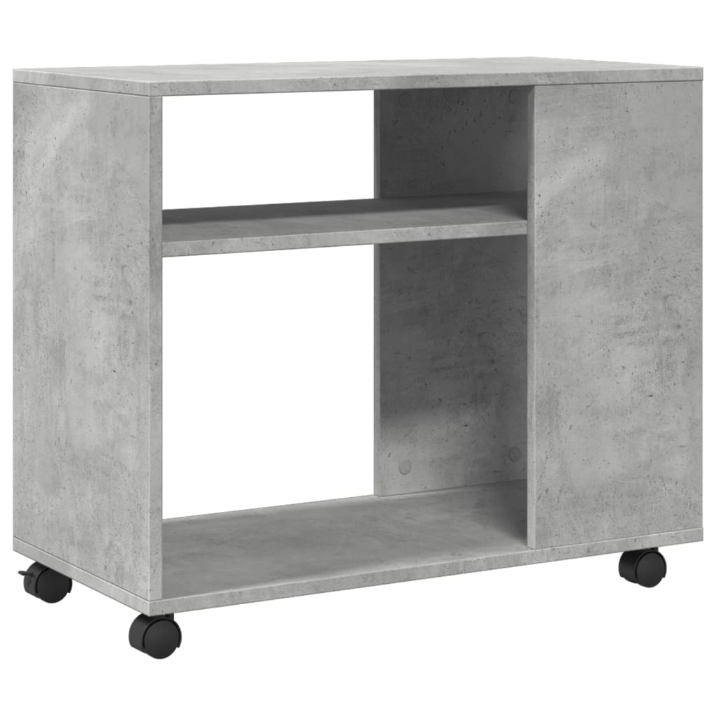 Sidebord Med Hjul Betonggrå 70X35X60 Cm Konstruert Tre