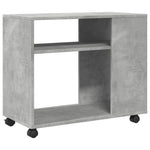 Sidebord Med Hjul Betonggrå 70X35X60 Cm Konstruert Tre