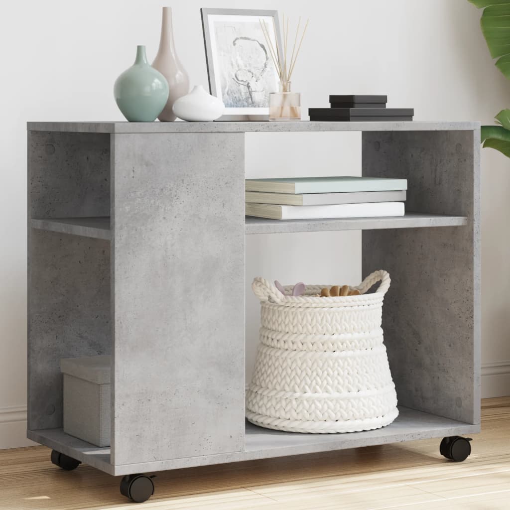 Sidebord Med Hjul Betonggrå 70X35X60 Cm Konstruert Tre