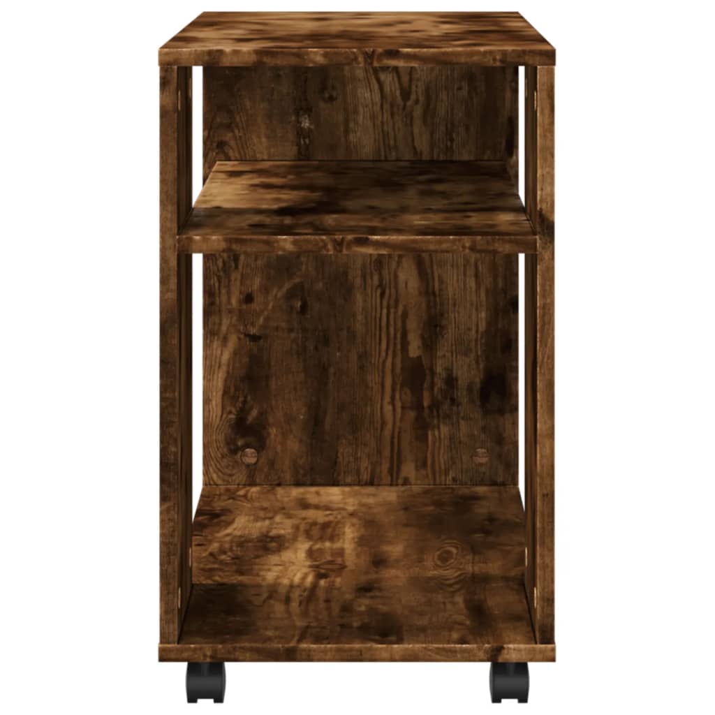Sidebord Med Hjul Røkt Eik 70X35X60 Cm Konstruert Tre