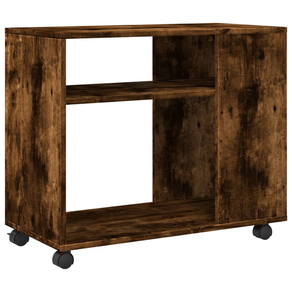 Sidebord Med Hjul Røkt Eik 70X35X60 Cm Konstruert Tre