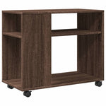 Sidebord Med Hjul Brun Eik 70X35X60 Cm Konstruert Tre