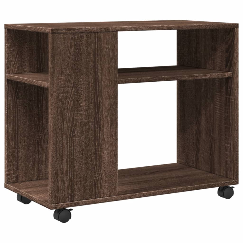 Sidebord Med Hjul Brun Eik 70X35X60 Cm Konstruert Tre
