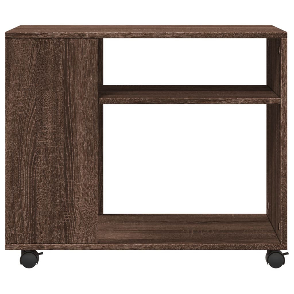 Sidebord Med Hjul Brun Eik 70X35X60 Cm Konstruert Tre