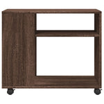 Sidebord Med Hjul Brun Eik 70X35X60 Cm Konstruert Tre
