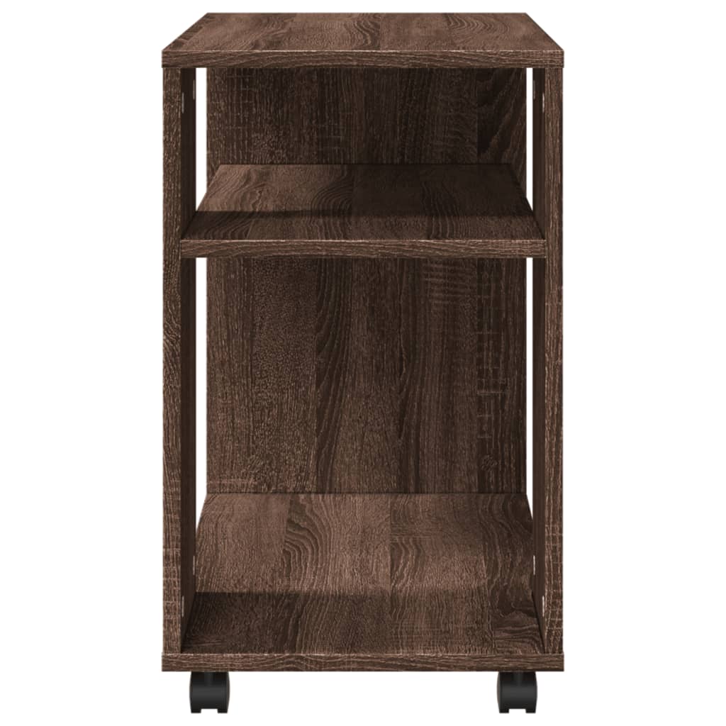 Sidebord Med Hjul Brun Eik 70X35X60 Cm Konstruert Tre