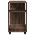 Sidebord Med Hjul Brun Eik 70X35X60 Cm Konstruert Tre
