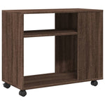 Sidebord Med Hjul Brun Eik 70X35X60 Cm Konstruert Tre
