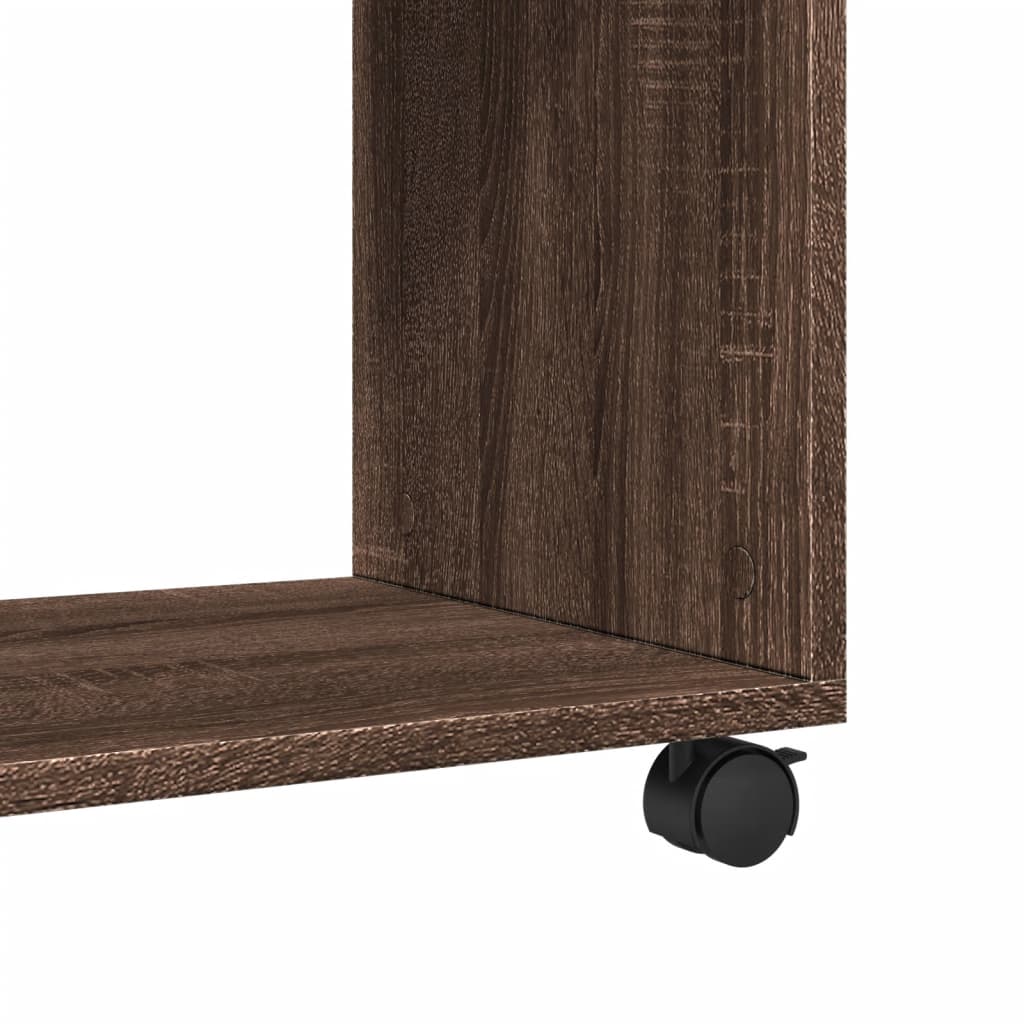 Sidebord Med Hjul Brun Eik 70X35X60 Cm Konstruert Tre