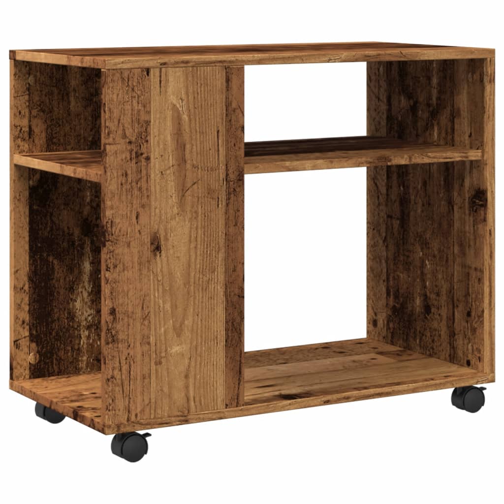Sidebord Med Hjul Gammelt Tre 70X35X60 Cm Konstruert Tre