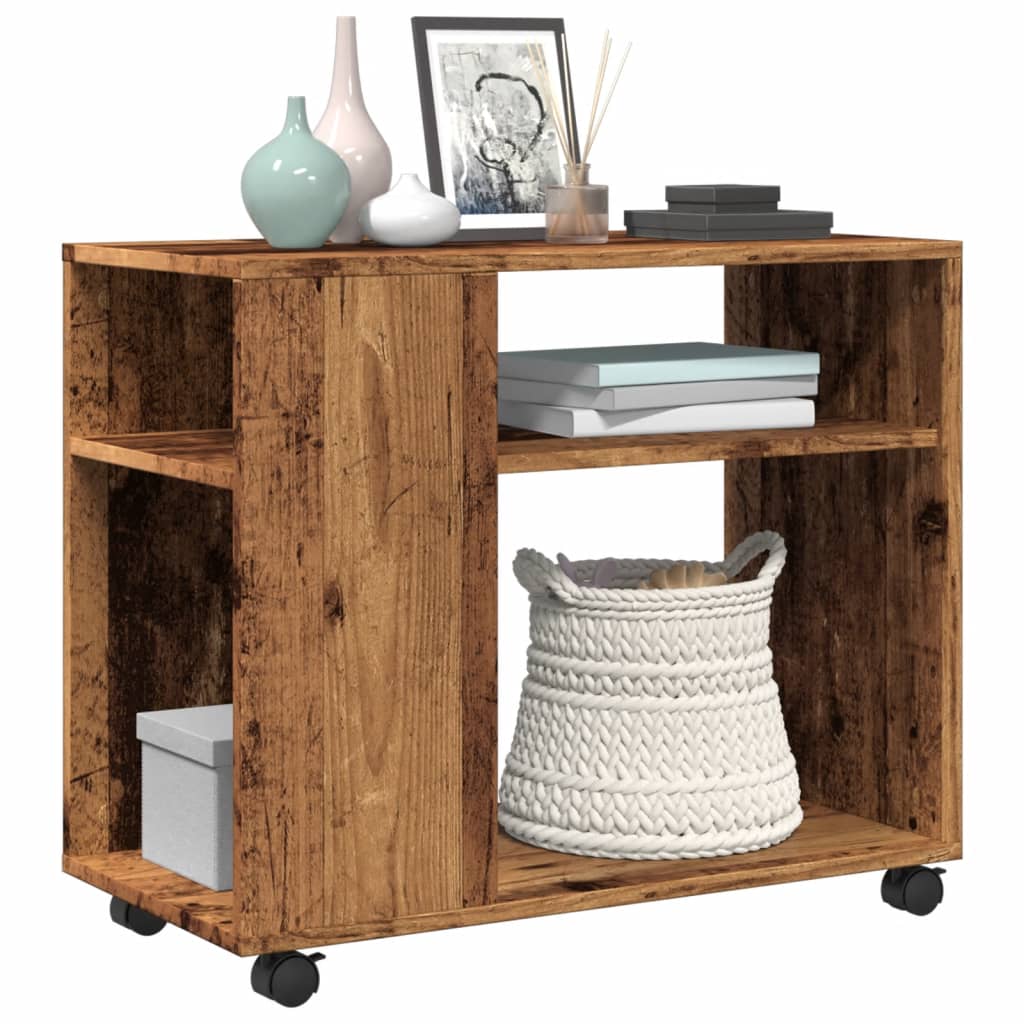 Sidebord Med Hjul Gammelt Tre 70X35X60 Cm Konstruert Tre