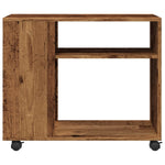 Sidebord Med Hjul Gammelt Tre 70X35X60 Cm Konstruert Tre