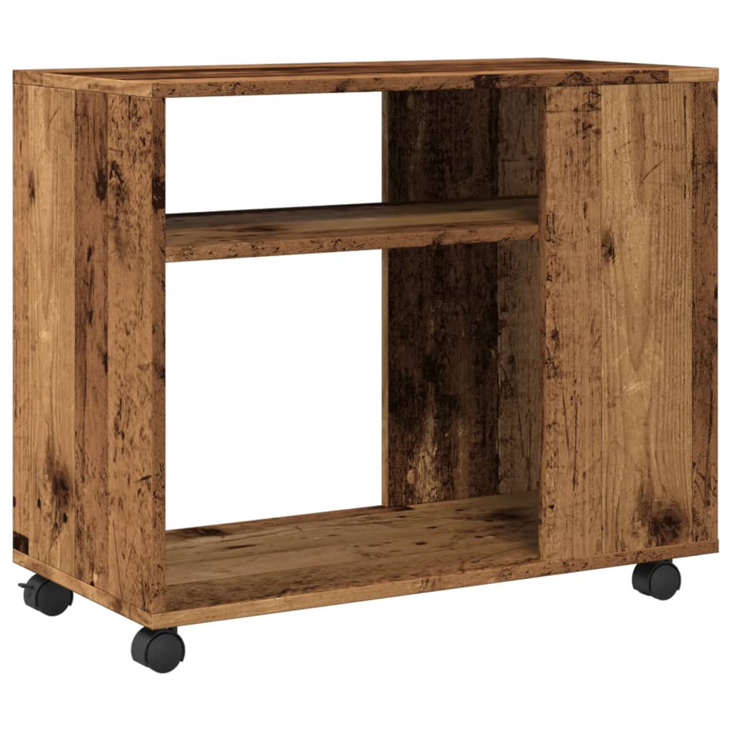 Sidebord Med Hjul Gammelt Tre 70X35X60 Cm Konstruert Tre