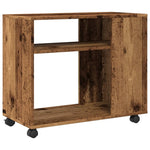 Sidebord Med Hjul Gammelt Tre 70X35X60 Cm Konstruert Tre