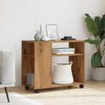 Sidebord Med Hjul Artisan Eik 70X35X60 Cm Konstruert Tre