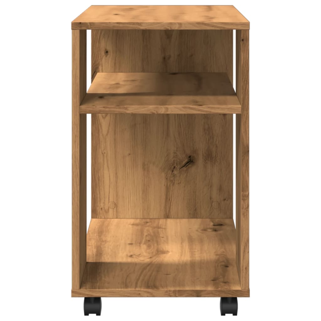 Sidebord Med Hjul Artisan Eik 70X35X60 Cm Konstruert Tre
