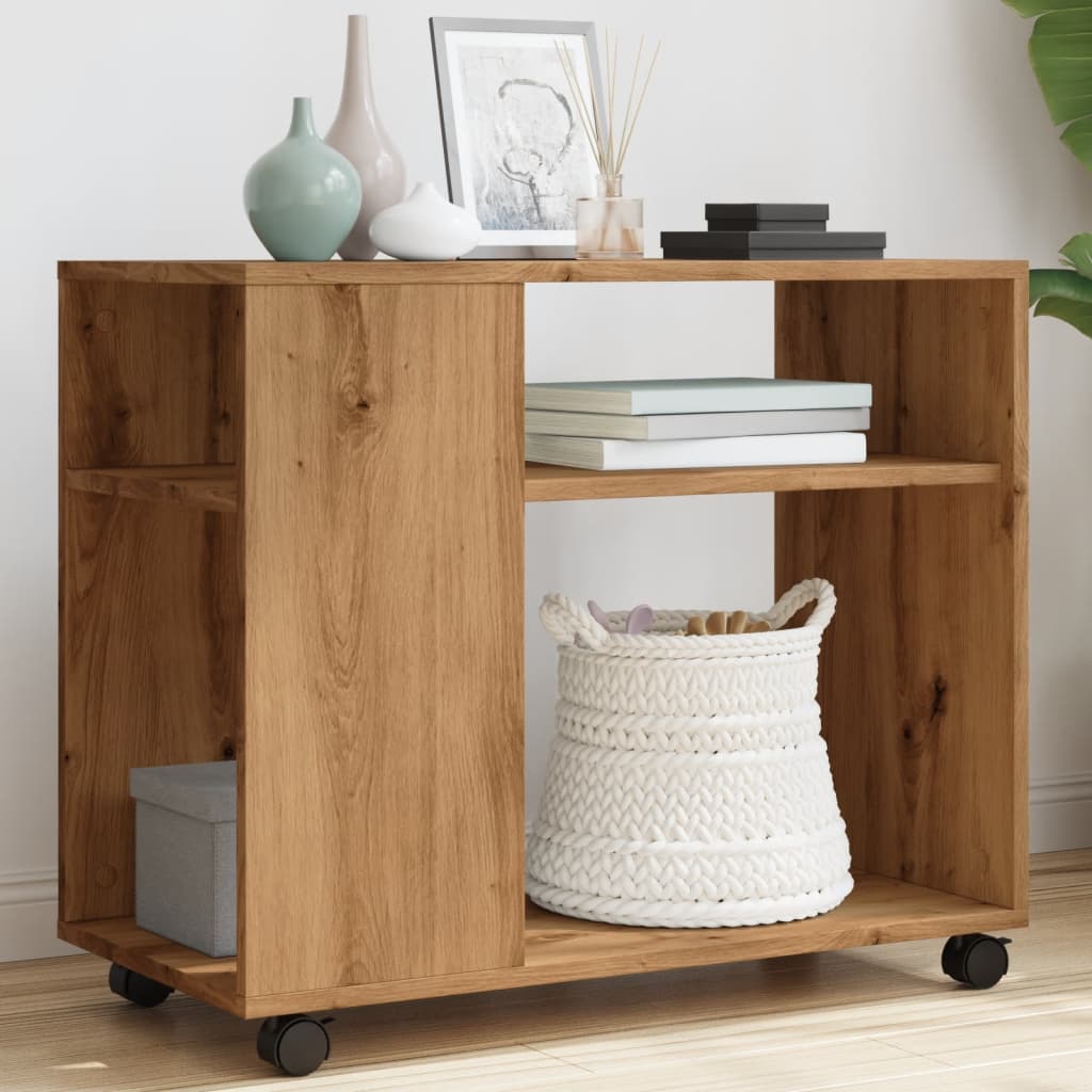 Sidebord Med Hjul Artisan Eik 70X35X60 Cm Konstruert Tre